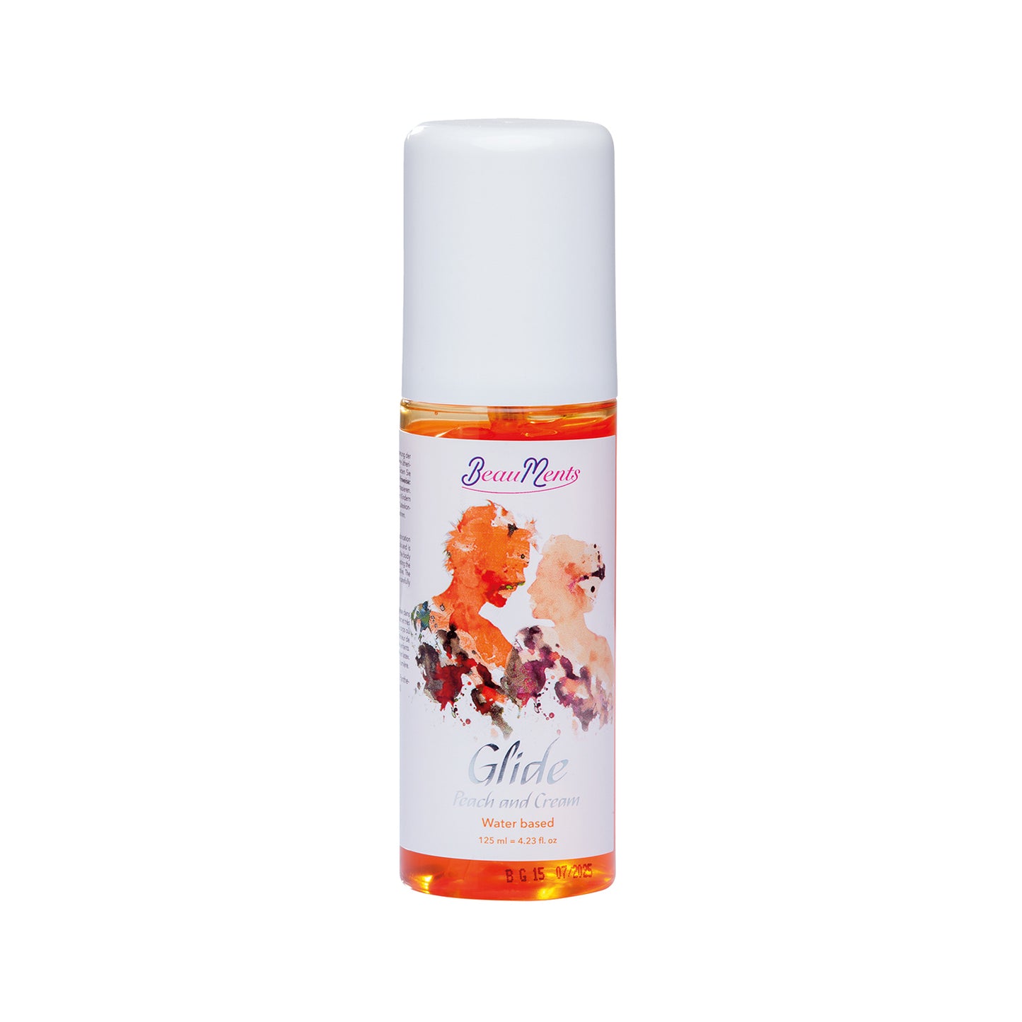 BeauMents Glide Water Based Lubricant Bottle Peach and Cream Flavour