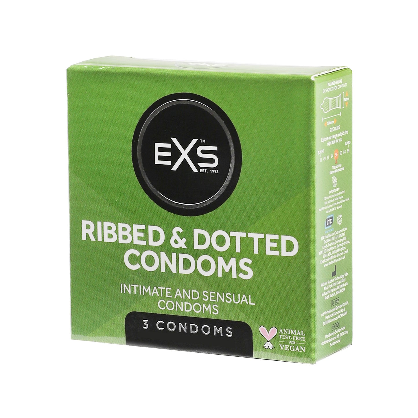 EXS Ribbed Dotted and Flared Condoms