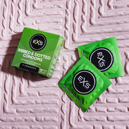 EXS Ribbed Dotted and Flared Condoms
