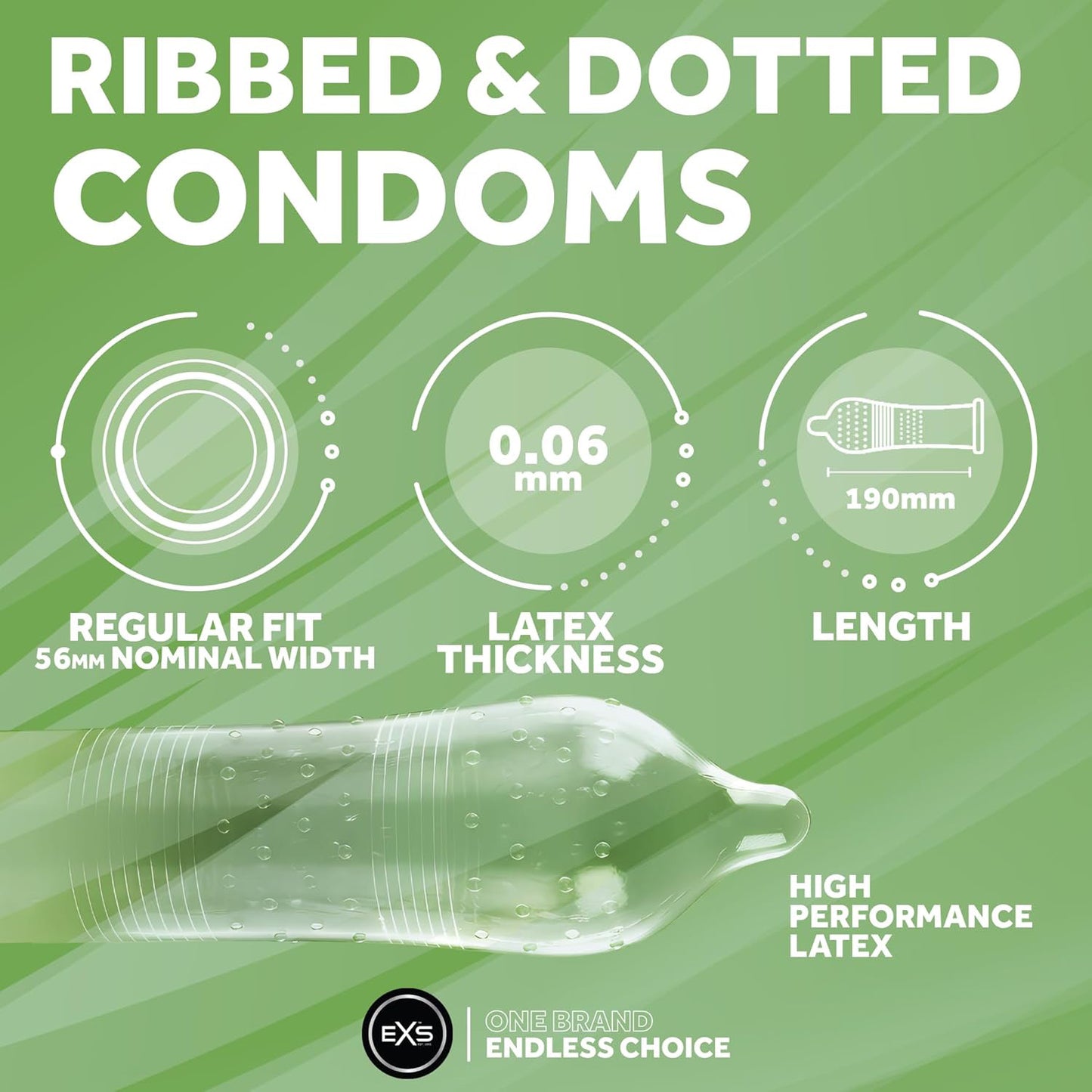 EXS Ribbed Dotted and Flared Condoms