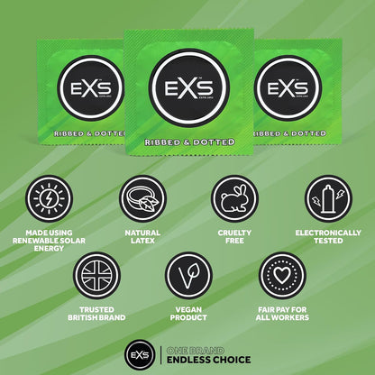 EXS Ribbed Dotted and Flared Condoms