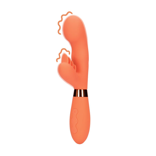 Loveline Silicone Rabbit Vibrator With Ribbed Clitoral Stimulator