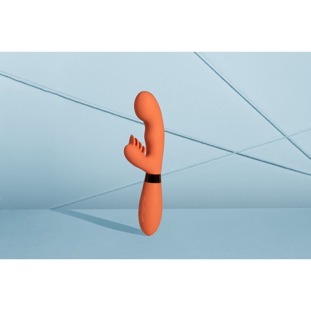 Loveline Silicone Rabbit Vibrator With Ribbed Clitoral Stimulator