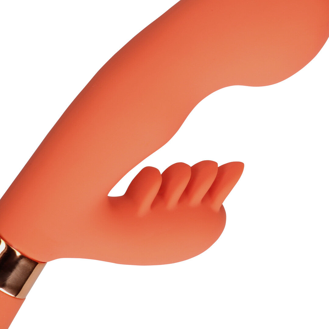 Loveline Silicone Rabbit Vibrator With Ribbed Clitoral Stimulator
