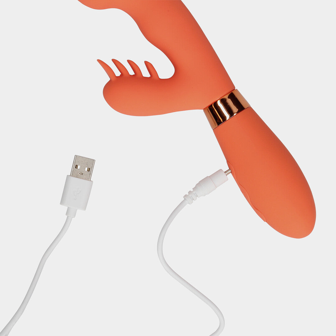 Loveline Silicone Rabbit Vibrator With Ribbed Clitoral Stimulator