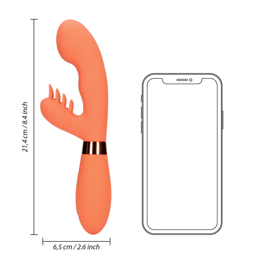 Loveline Silicone Rabbit Vibrator With Ribbed Clitoral Stimulator