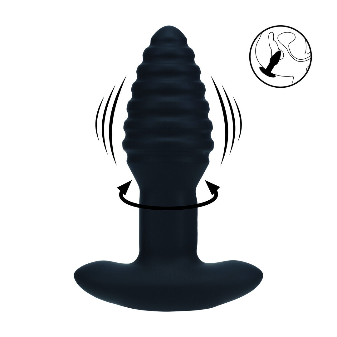 Levelz Vibrating And Rotating Ribbed Silicone Anal Plug