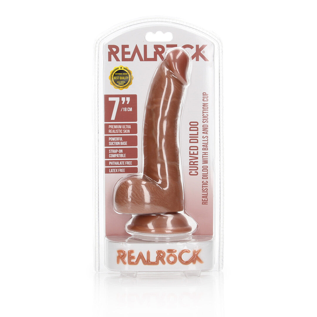 RealRock Curved Realistic Dildo With Balls And Suction Cup 7" / 18 cm