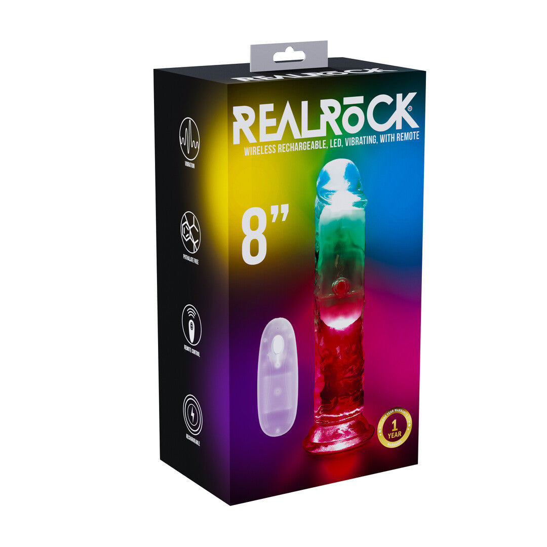 RealRock LED Vibrating Straight Cock 8" / 20 cm