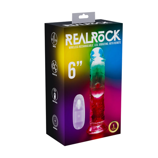 RealRock LED Vibrating Straight Cock 6" / 15 cm