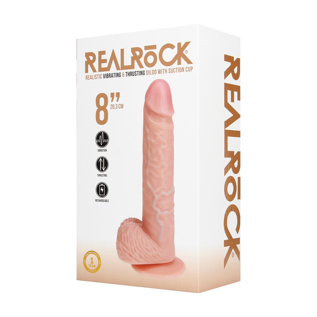 RealRock Vibrating And Thrusting Straight Cock With Balls 8" / 20.5 cm - Flesh