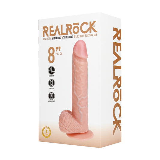 RealRock Vibrating And Thrusting Straight Cock With Balls 8" / 20.5 cm - Flesh