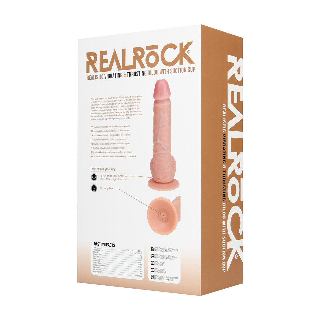 RealRock Vibrating And Thrusting Straight Cock With Balls 8" / 20.5 cm - Flesh