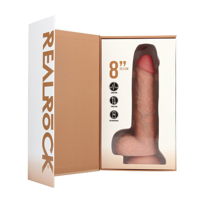 RealRock Vibrating And Thrusting Straight Cock With Balls 8" / 20.5 cm - Flesh