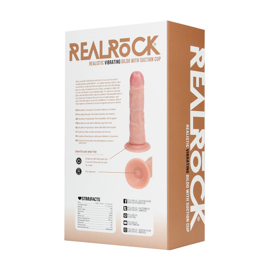 RealRock Vibrating Regular Curved Cock 6" / 15.5 cm - Flesh
