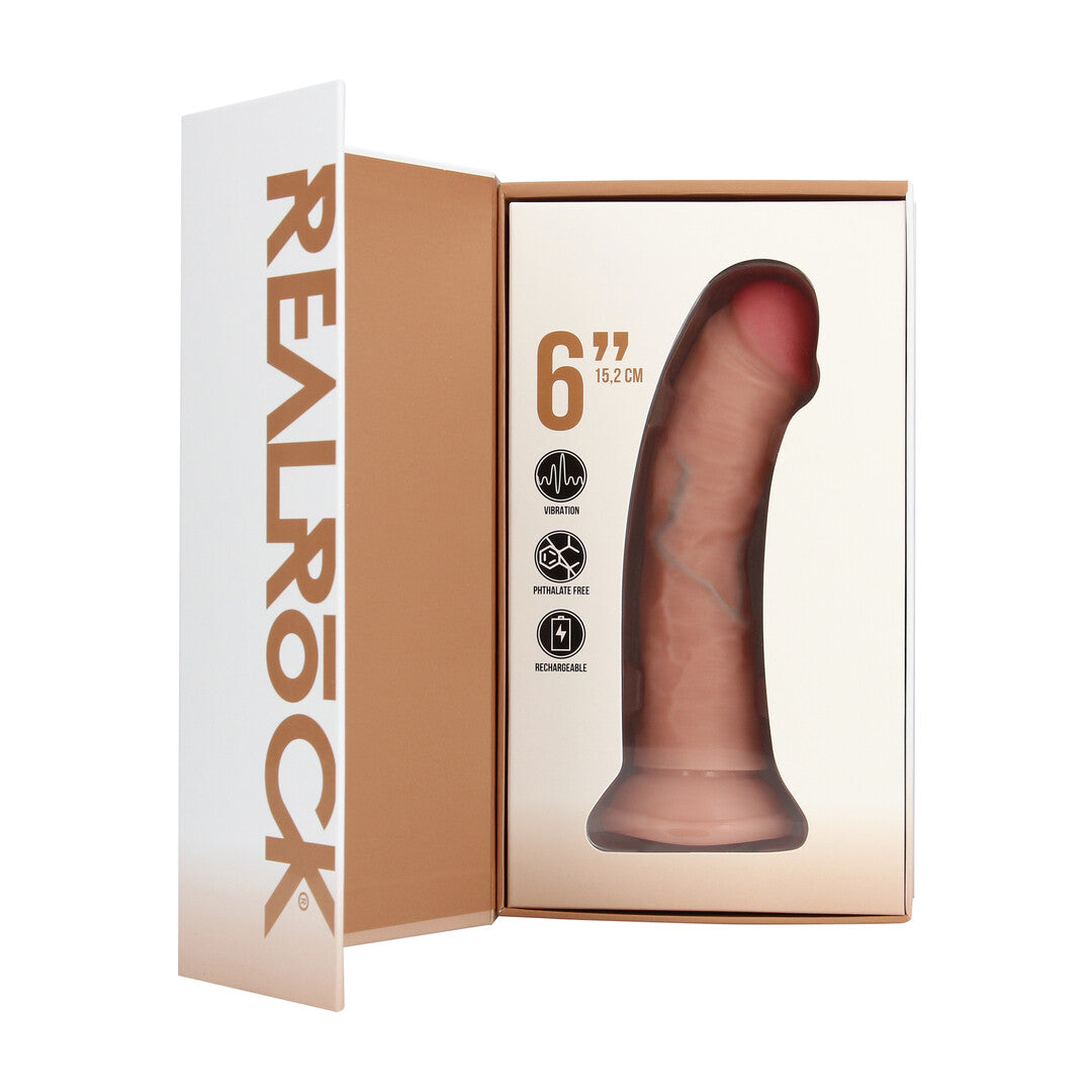 RealRock Vibrating Regular Curved Cock 6" / 15.5 cm - Flesh