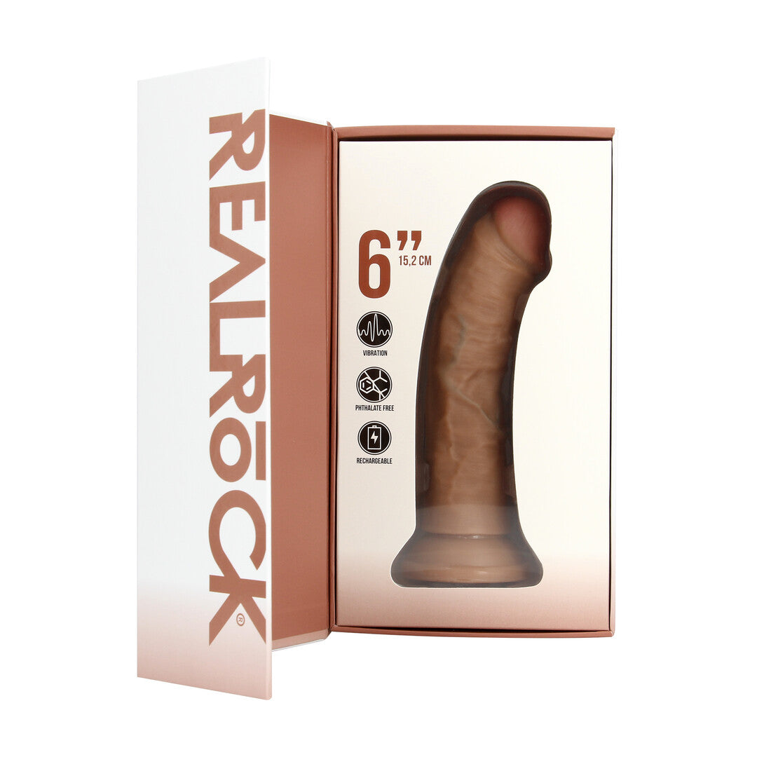 RealRock Vibrating Regular Curved Cock 6" / 15.5 cm - Flesh