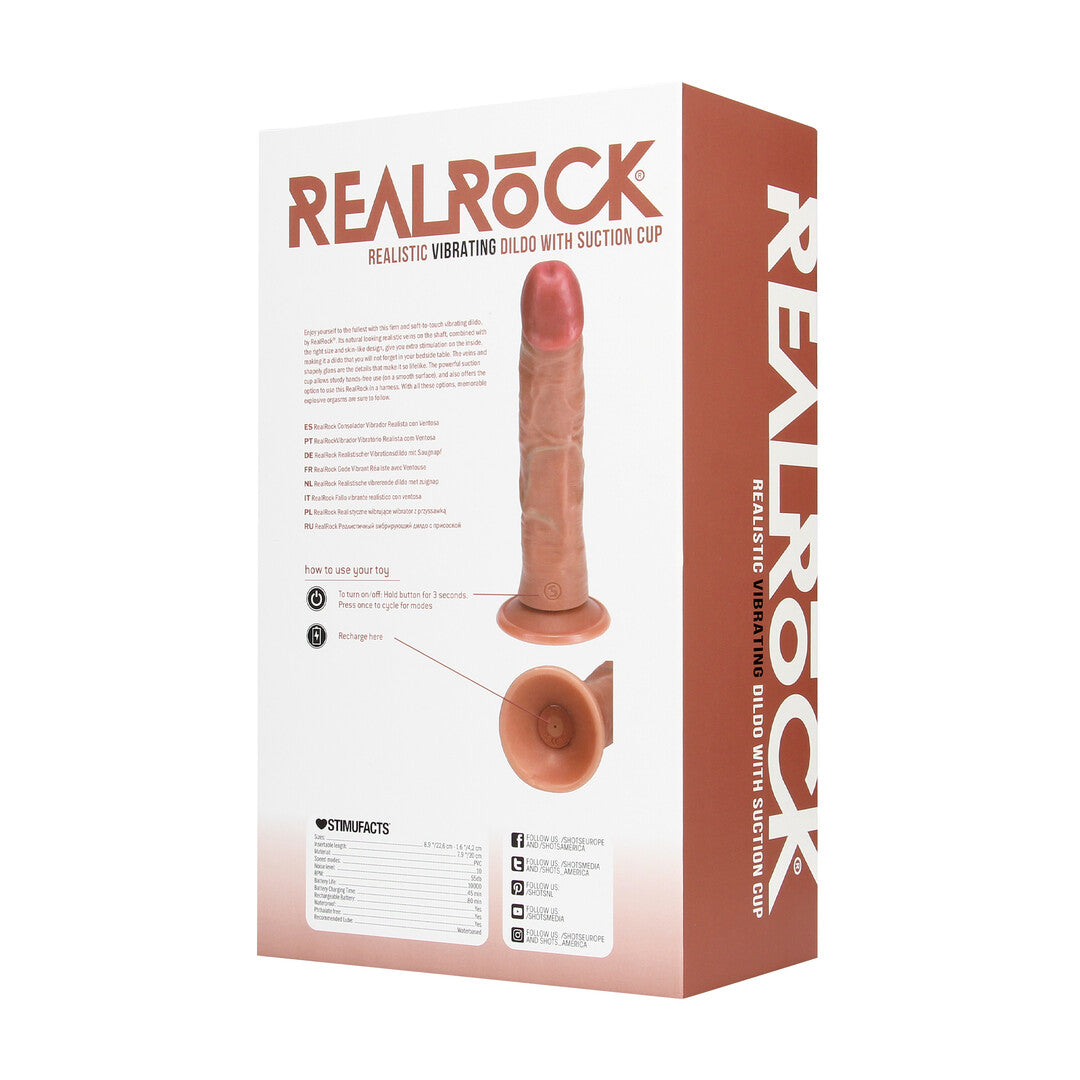 RealRock Vibrating Regular Curved Cock 8" / 20.5 cm - Flesh