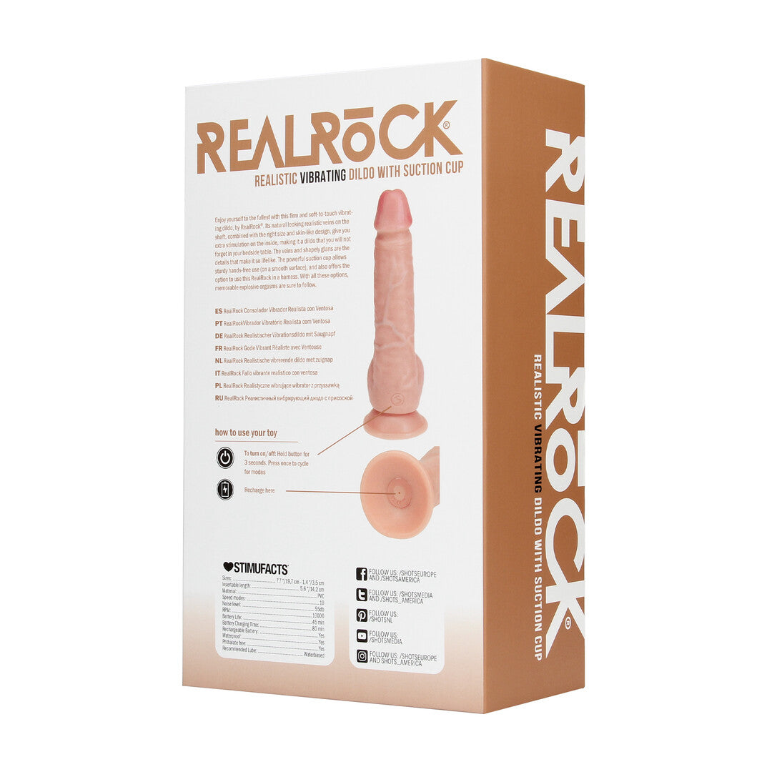 RealRock Vibrating Regular Straight Cock With Balls 7" / 18 cm - Flesh