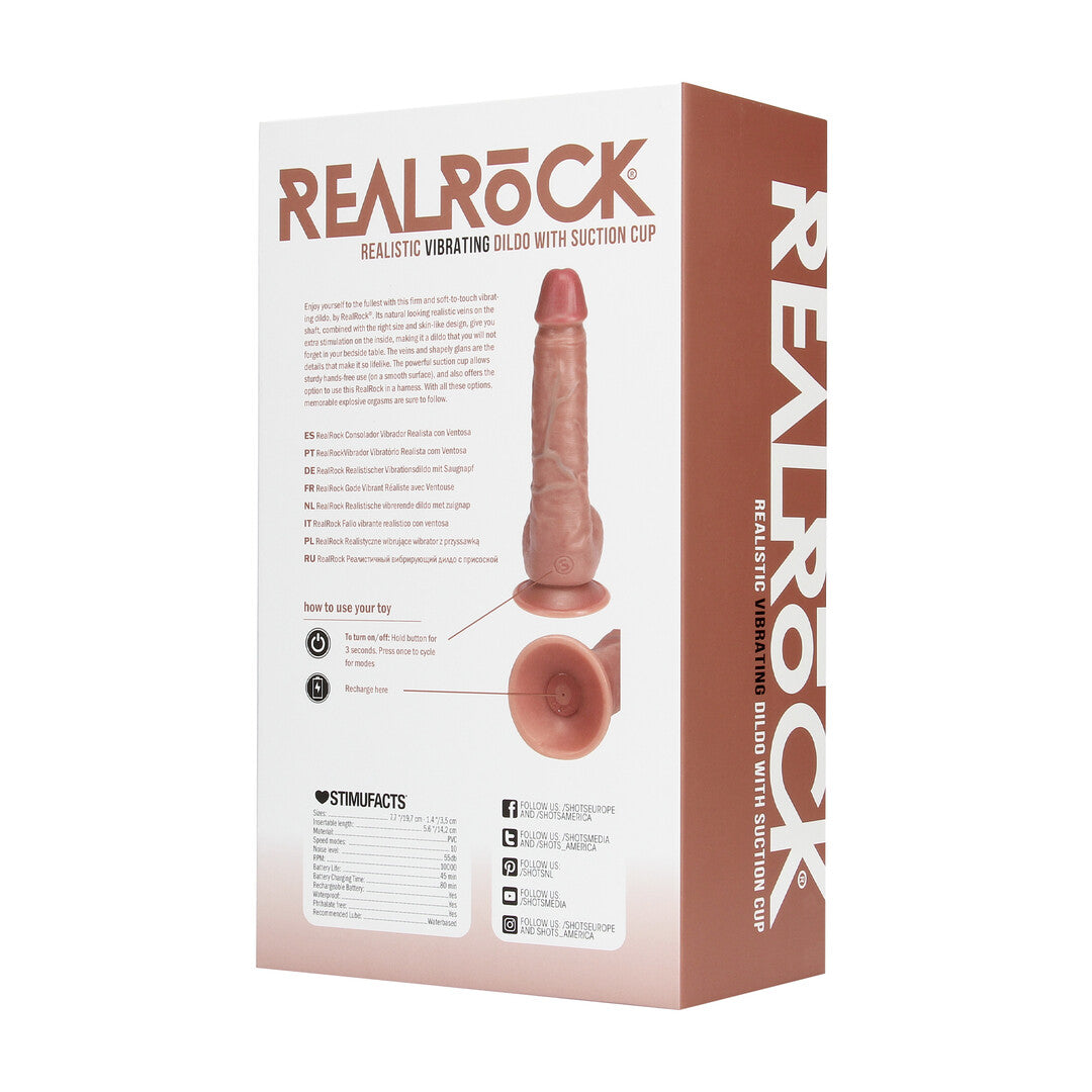 RealRock Vibrating Regular Straight Cock With Balls 7" / 18 cm - Flesh