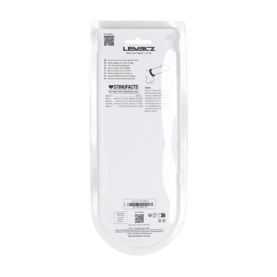Levelz Wide O Silicone Cockring Set of 3 L/XL/XXL
