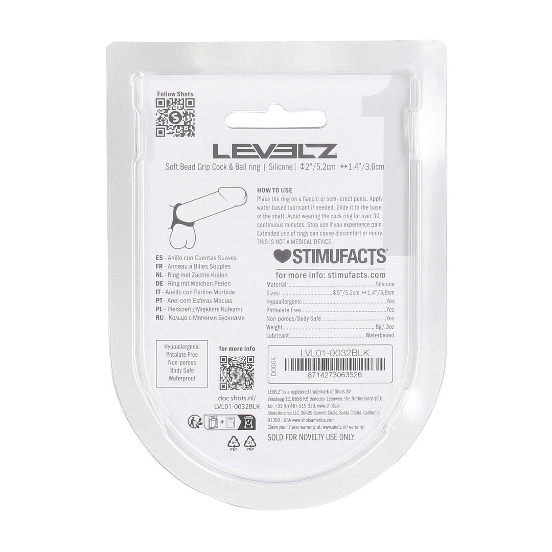 Levelz Soft Bead Grip Silicone Cock And Ball Ring