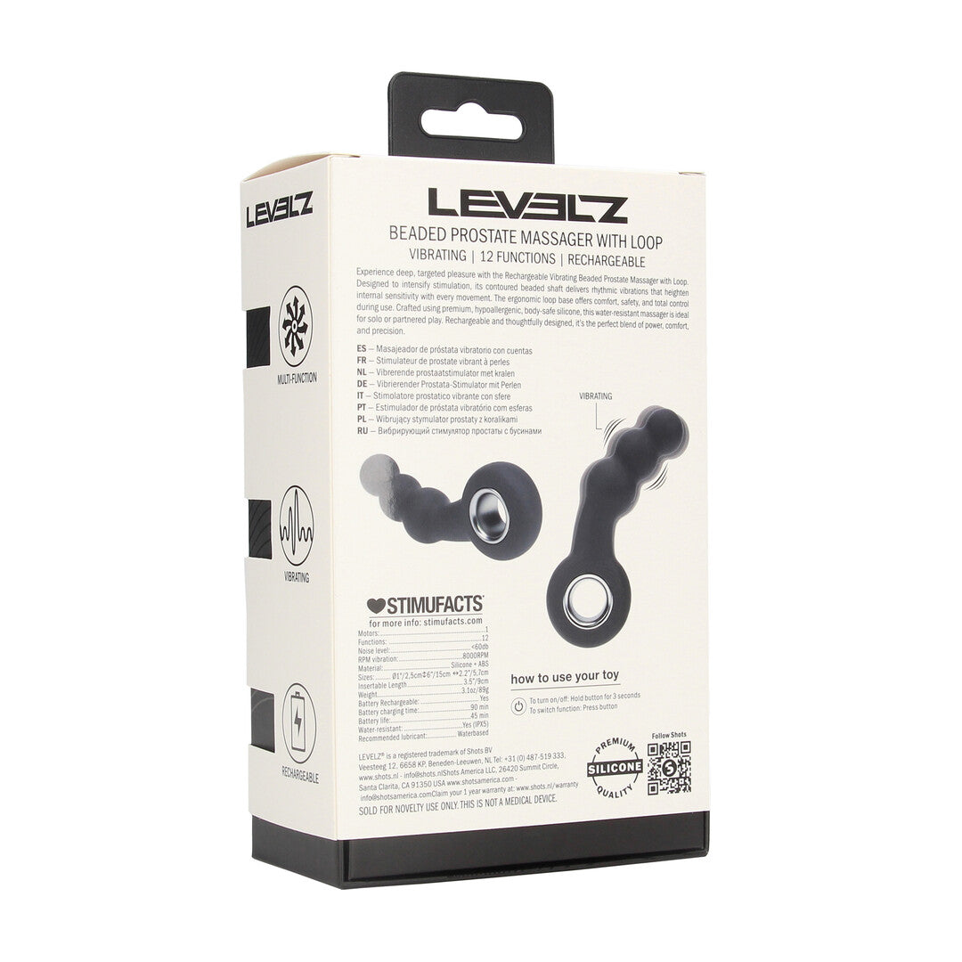 Levelz Vibrating Beaded Silicone Prostate Massager With Loop