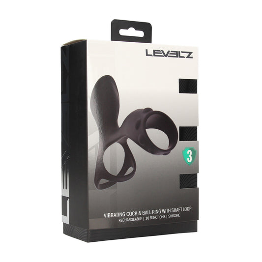 Levelz Vibrating Silicone Cock And Ball Ring With Shaft Loop