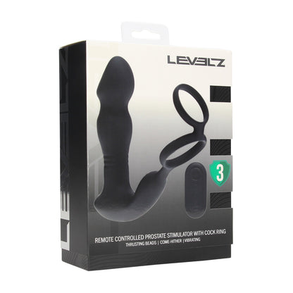 Levelz Remote Control Vibrating Thrusting Silicone Prostate Stimulator With Cockring