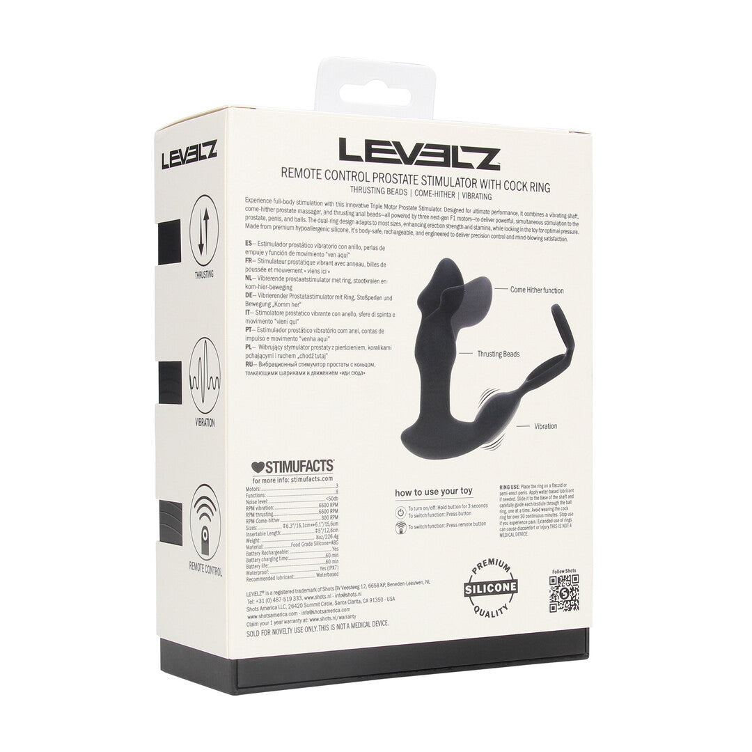 Levelz Remote Control Vibrating Thrusting Silicone Prostate Stimulator With Cockring