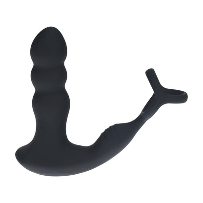 Levelz Dual Vibrating Remoe Rotating Head Silicone Prostate Stimulator With Cock and Ball Ring