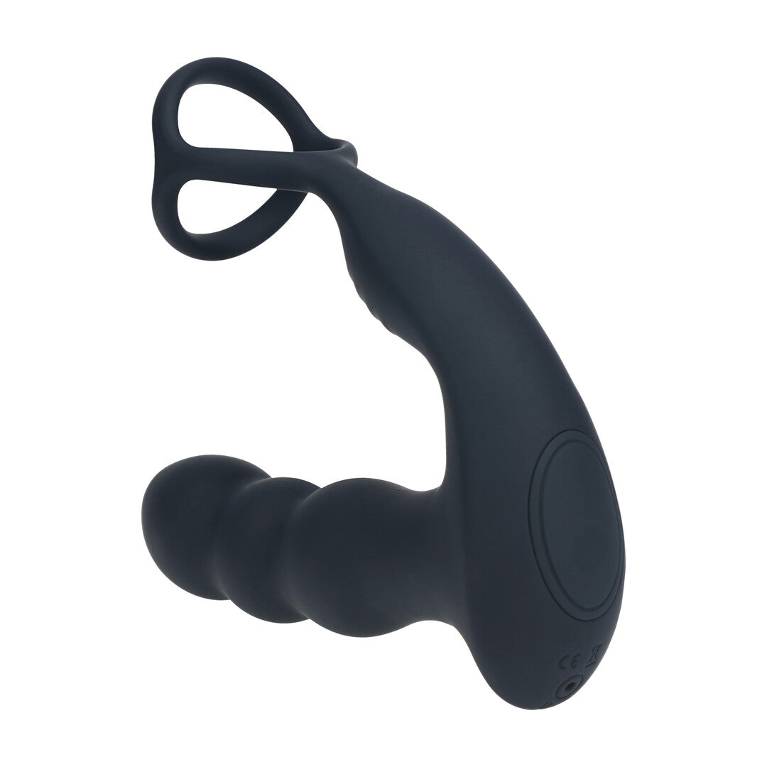Levelz Dual Vibrating Remoe Rotating Head Silicone Prostate Stimulator With Cock and Ball Ring