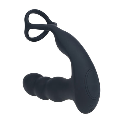 Levelz Dual Vibrating Remoe Rotating Head Silicone Prostate Stimulator With Cock and Ball Ring