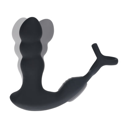 Levelz Dual Vibrating Remoe Rotating Head Silicone Prostate Stimulator With Cock and Ball Ring