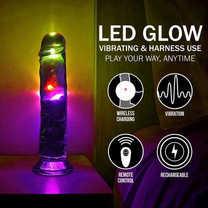 RealRock LED Vibrating Straight Cock 8" / 20 cm