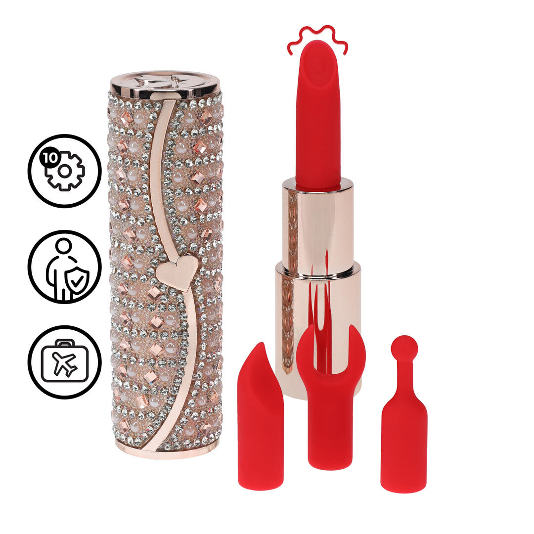 Loveline International Tiffany Lipstick Vibrator with 4 Attachements