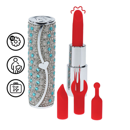 Loveline International Tiffany Lipstick Vibrator with 4 Attachements