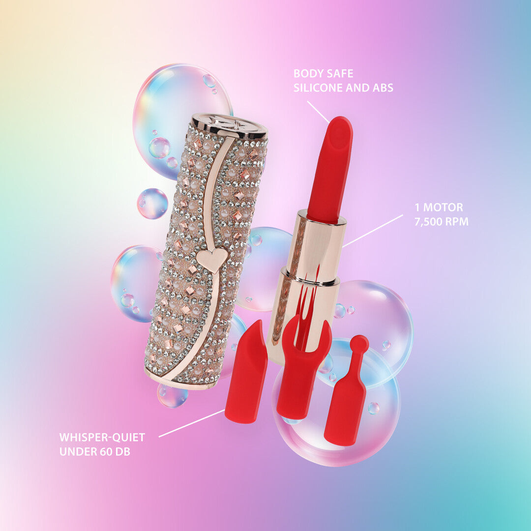 Loveline International Tiffany Lipstick Vibrator with 4 Attachements