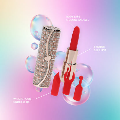 Loveline International Tiffany Lipstick Vibrator with 4 Attachements
