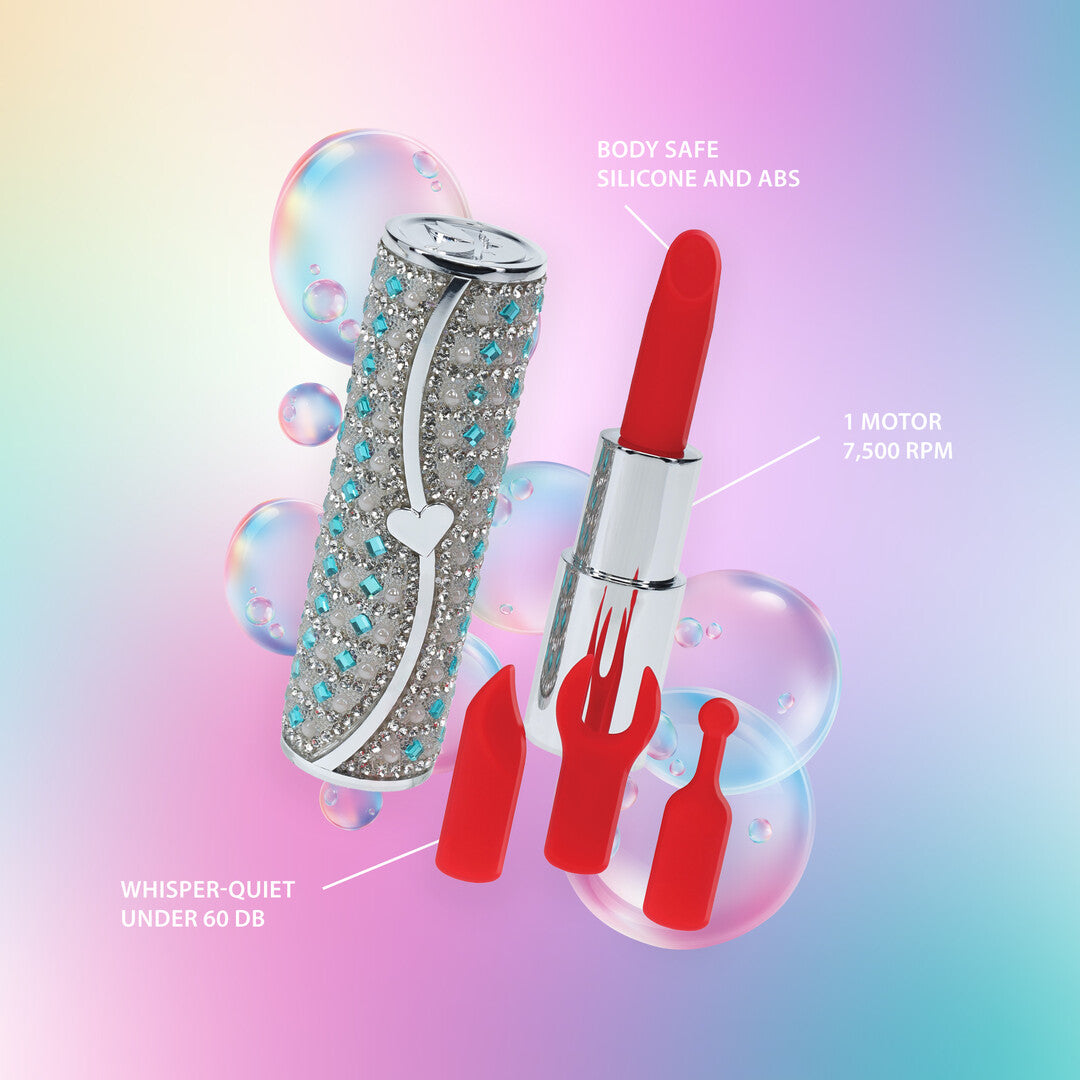 Loveline International Tiffany Lipstick Vibrator with 4 Attachements