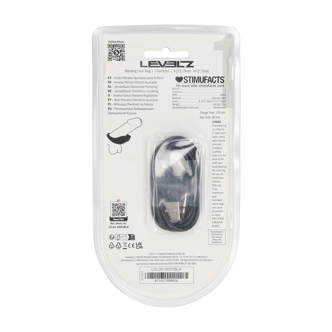 Levelz Adjustable Vibrating Silicone Cockring